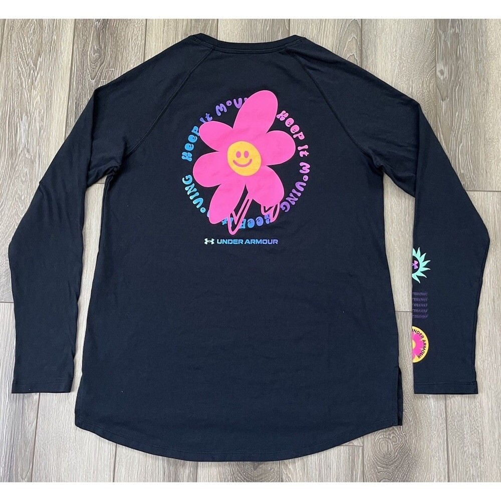 Under Armour Women's Gradient Bloom Black Long Sleeve T-Shirt Sz Medium - Picture 6 of 11